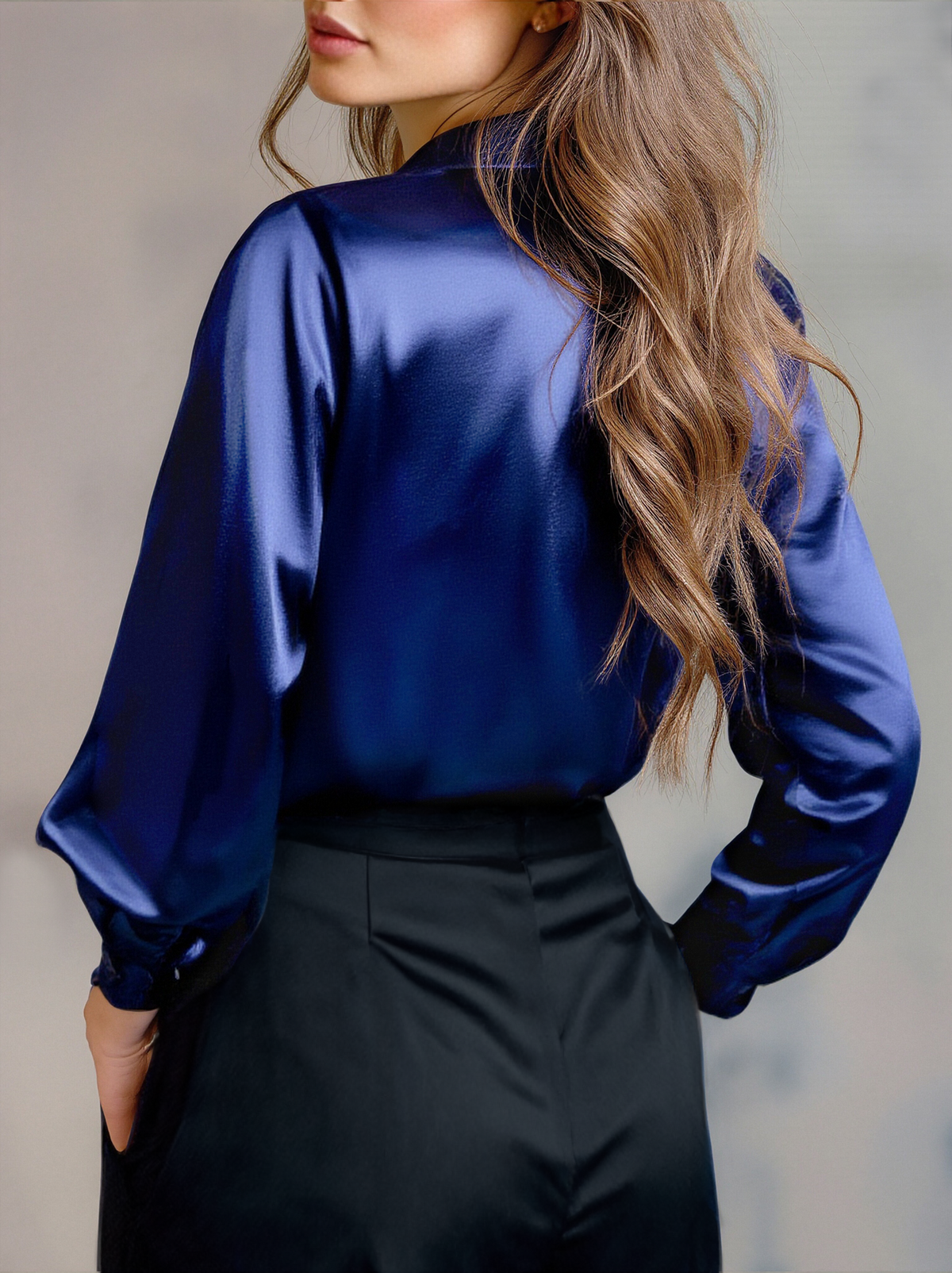 Lunelle — Satin Long-Sleeve Blouse