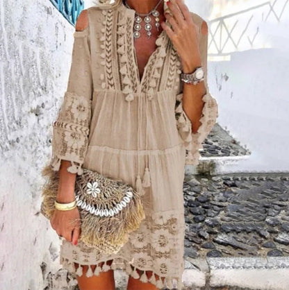 Bréziane — Embroidered Cotton Linen Maxi Dress