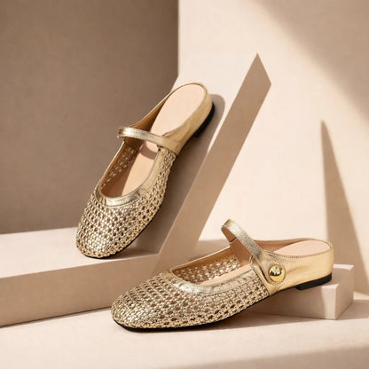 Solène — Woven Square-Toe Mary Jane Mule