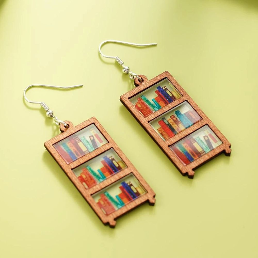 Retro Book Design — Expressive Reader Drop Earrings