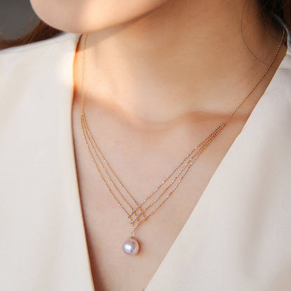Akoya Pearl Lace Necklace in Gold