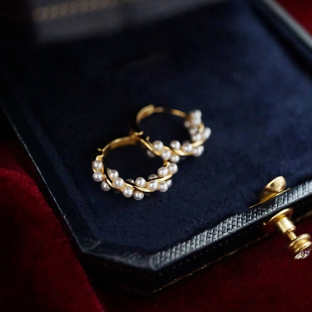 Twisted Pearl Earrings — Gold-Set Spiral Design