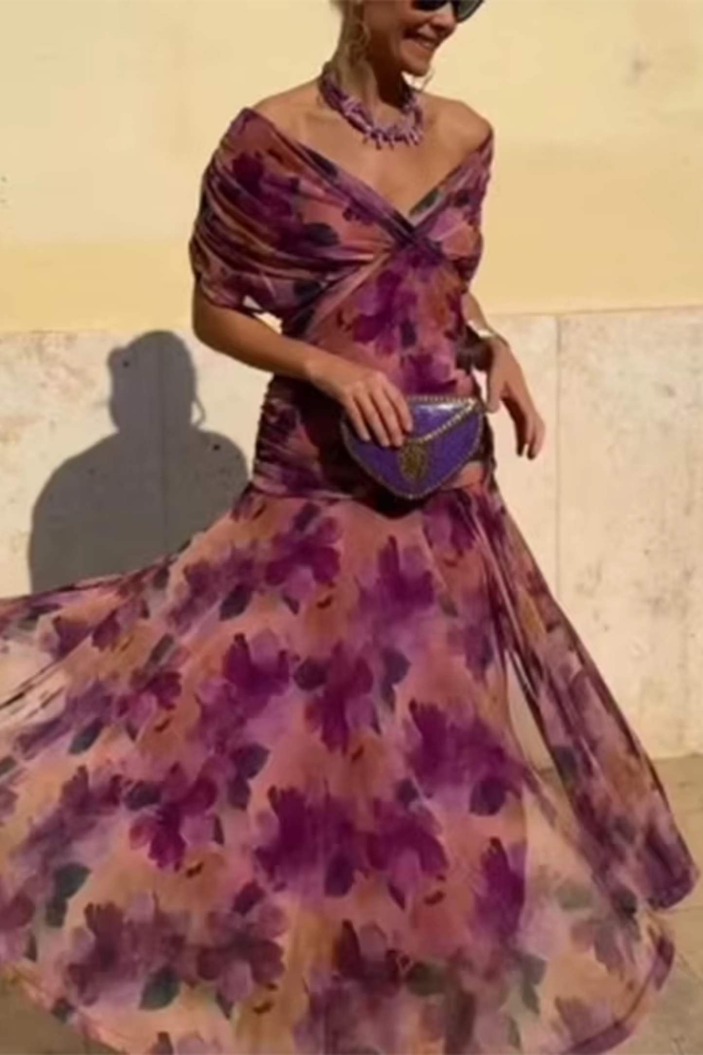 Elin — V-Neck Cinched Waist Maxi Dress