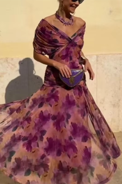 Elin — V-Neck Cinched Waist Maxi Dress