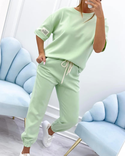 Tessara  —  Women's Relaxed Solid Top & Wide-Leg Pants Set