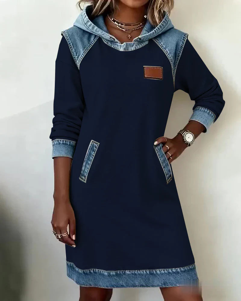 Nordveil - Hooded Knee-Length Dress