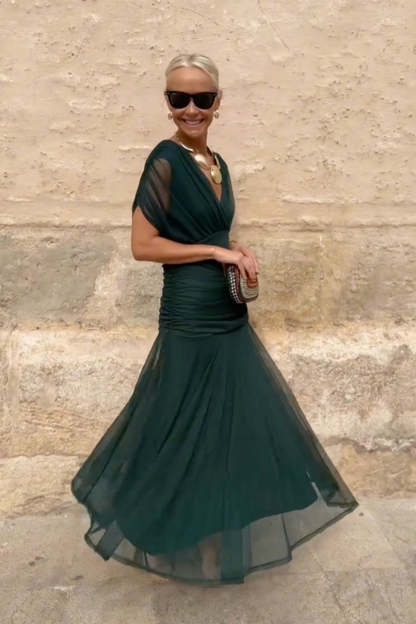 Elin — V-Neck Cinched Waist Maxi Dress