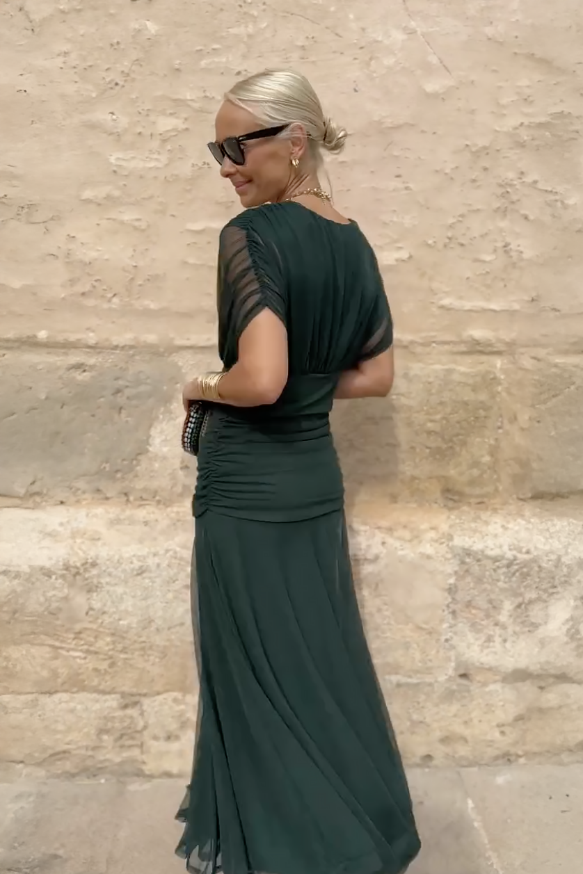 Elin — V-Neck Cinched Waist Maxi Dress