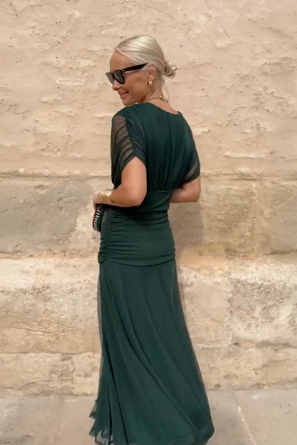 Elin — V-Neck Cinched Waist Maxi Dress