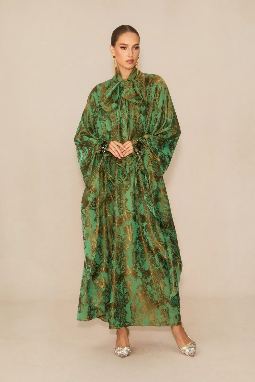 Veldra - Forest Green Floral Maxi Dress