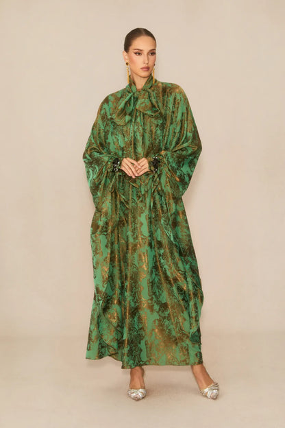 Veldra - Forest Green Floral Maxi Dress