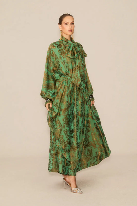 Veldra - Forest Green Floral Maxi Dress