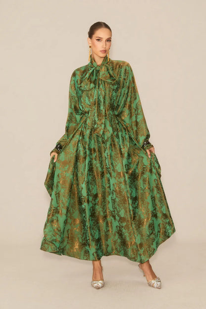 Veldra - Forest Green Floral Maxi Dress