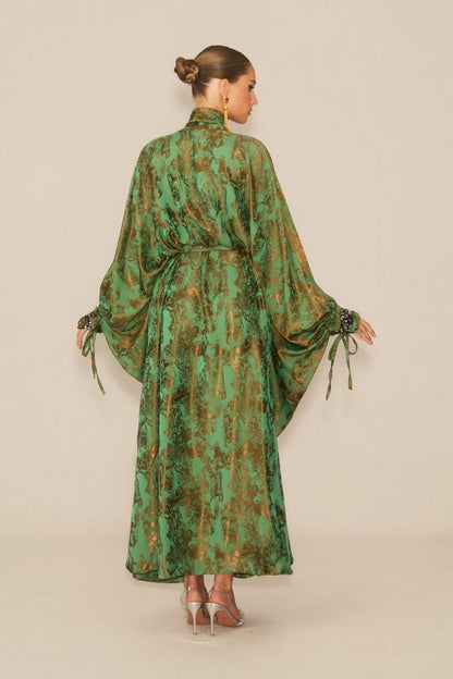 Veldra - Forest Green Floral Maxi Dress