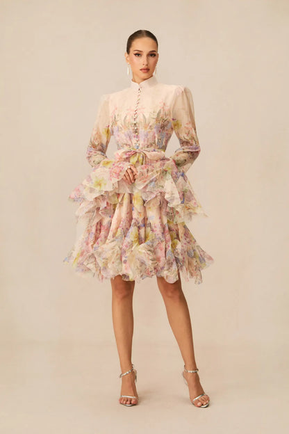 Lana  —  Floral Print Flared Mini Dress