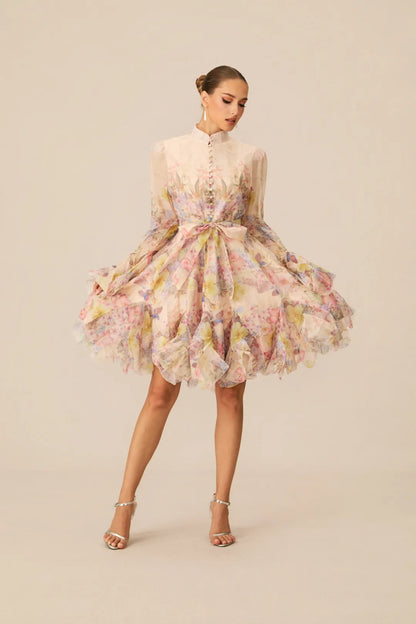Lana  —  Floral Print Flared Mini Dress
