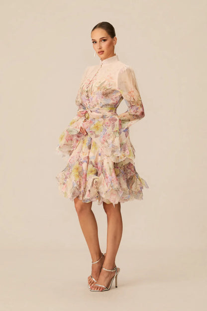 Lana  —  Floral Print Flared Mini Dress