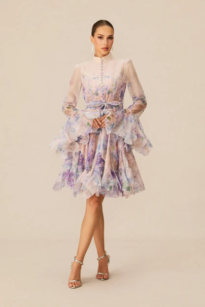 Lana  —  Floral Print Flared Mini Dress