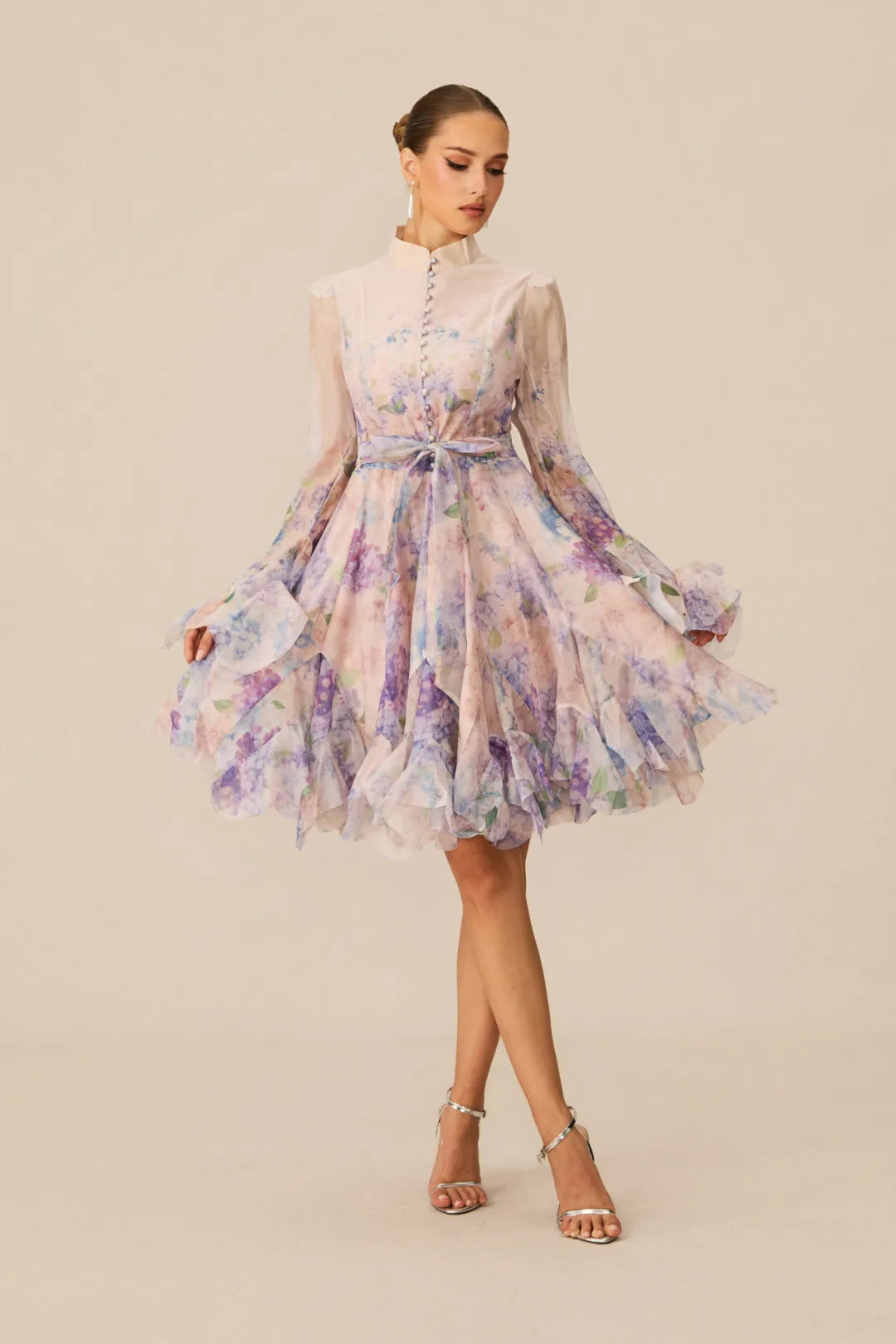 Lana  —  Floral Print Flared Mini Dress