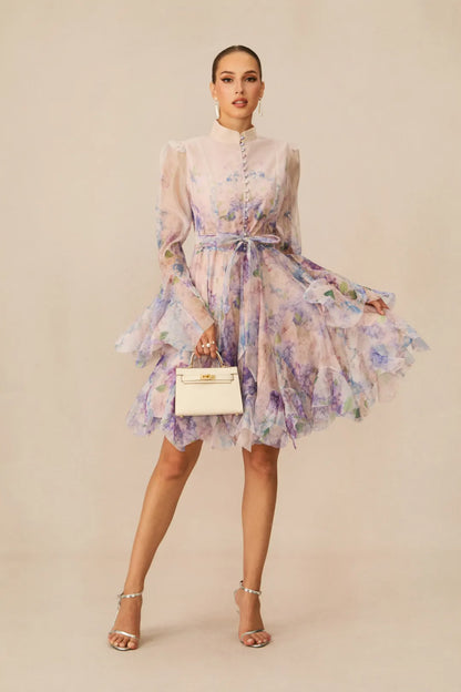 Lana  —  Floral Print Flared Mini Dress