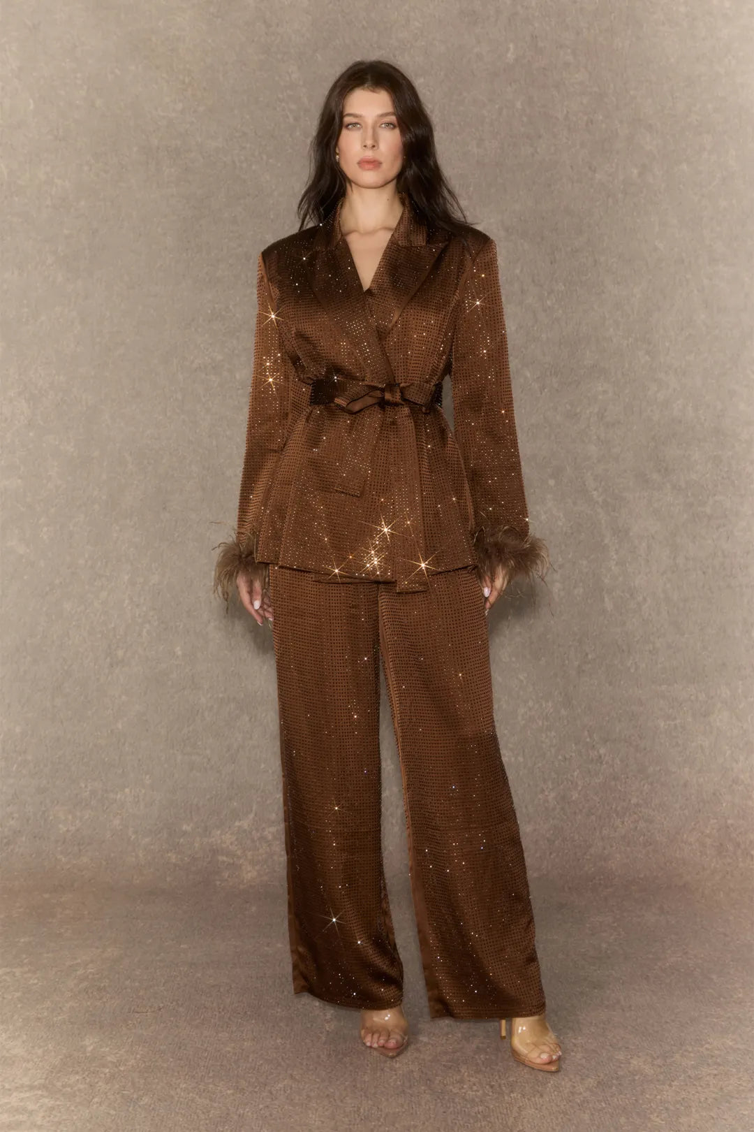 Brûnot — Diamond Blazer & Wide-Leg Trousers Set