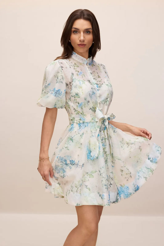 Caroline —  Floral Puff Sleeve Mini Dress