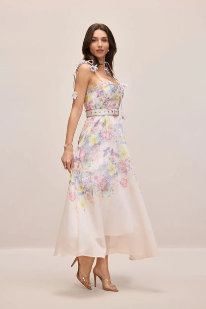 Tasha — Floral Corset Maxi Dress with Straps