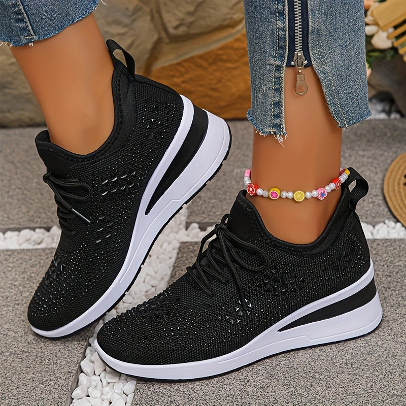 Women's casual, fashionable, breathable, sneakers adorned with crystals