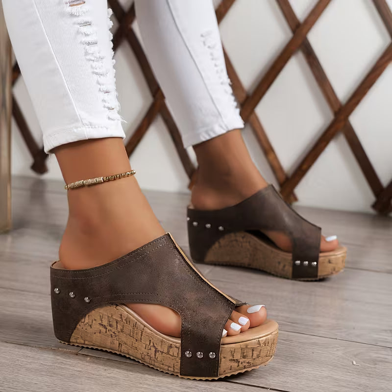 Marveline — Studded Wedge Sandals with Arch Support