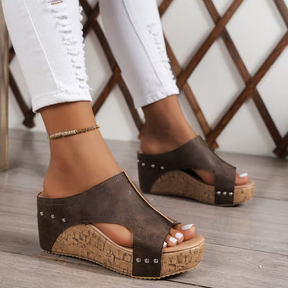 Marveline — Studded Wedge Sandals with Arch Support