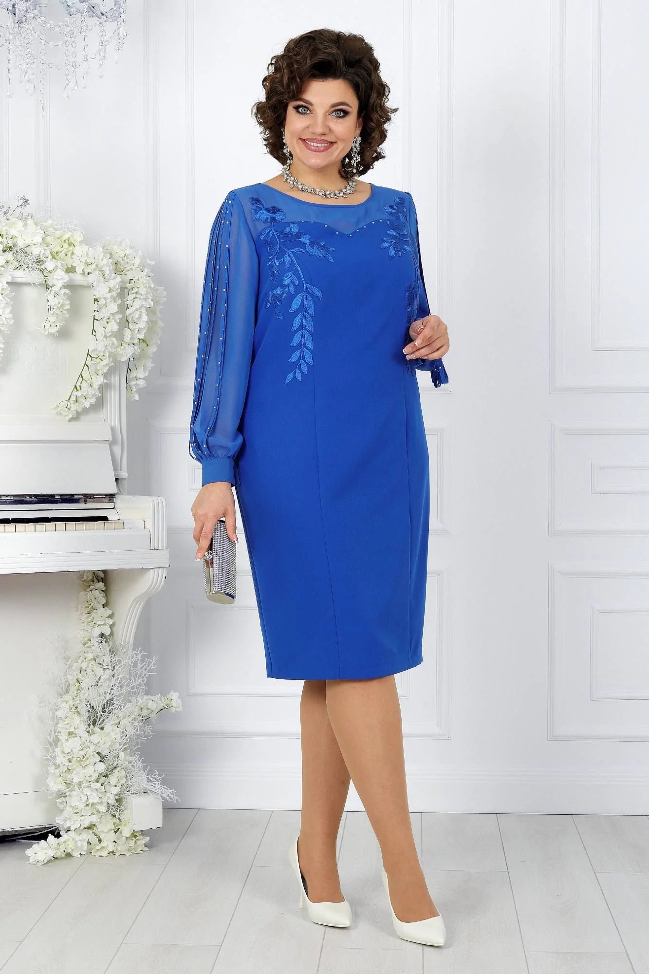 Elegant - Chiffon & Lace Detail Dress