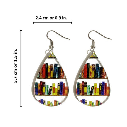 Retro Book Design — Expressive Reader Drop Earrings