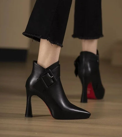 Signature Heeled Ankle Boots with Oversized Buckle