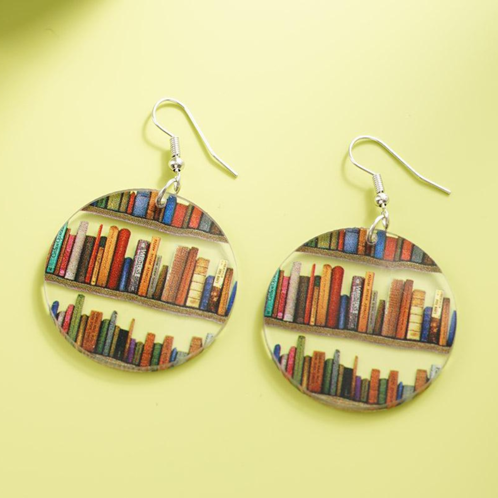 Retro Book Design — Expressive Reader Drop Earrings