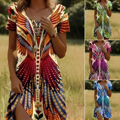 Plumara — Peacock Floral Midi Dress