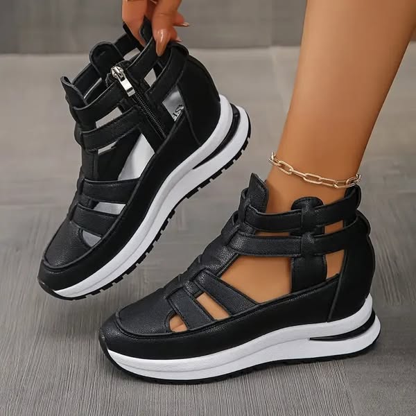 Comfortable, lightweight wedge sandals with side zip
