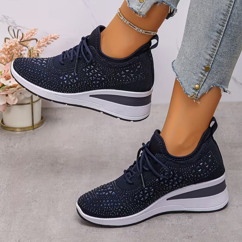 Women's casual, fashionable, breathable, sneakers adorned with crystals