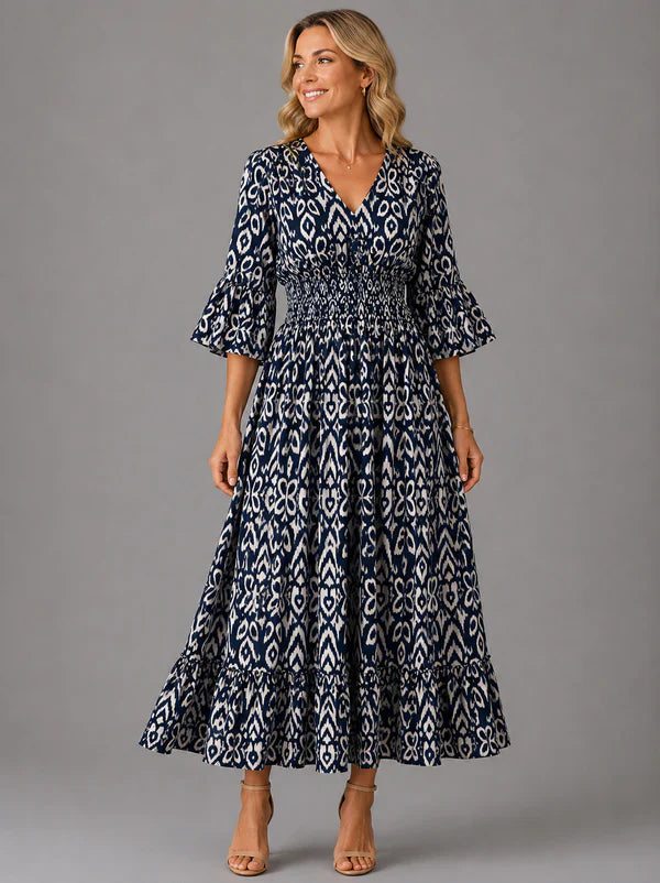 Vivenne — V-Neck Vintage Maxi Dress