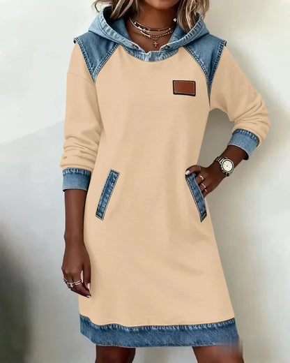 Nordveil - Hooded Knee-Length Dress