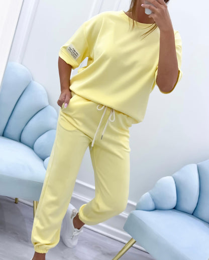 Tessara  —  Women's Relaxed Solid Top & Wide-Leg Pants Set
