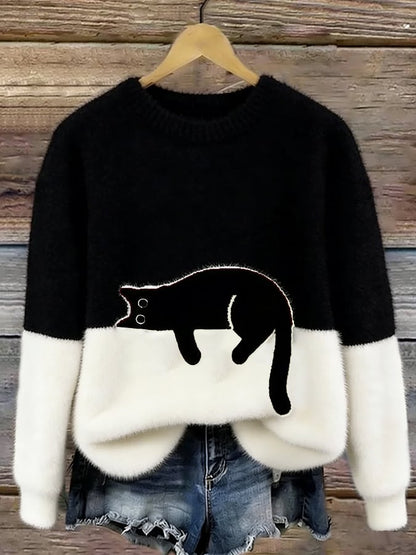 Caitlin - Comfortable Casual Cat Graphic Jumper