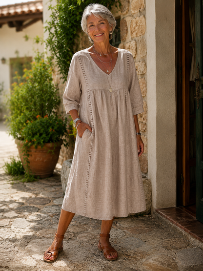 Rossana — Linen & Cotton Lace Dress