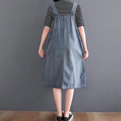 Deniève — Full-Length Denim Overall Dress