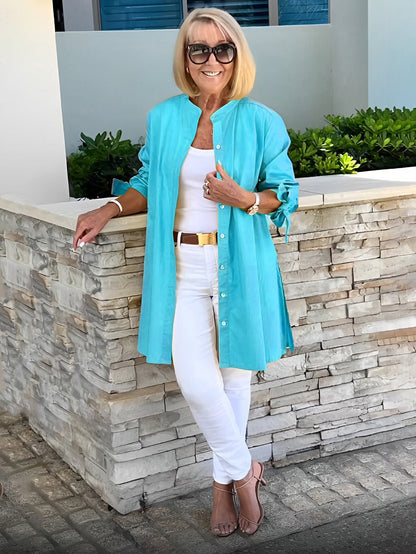 Veloire — Women's Longline Cotton Shirt Jacket