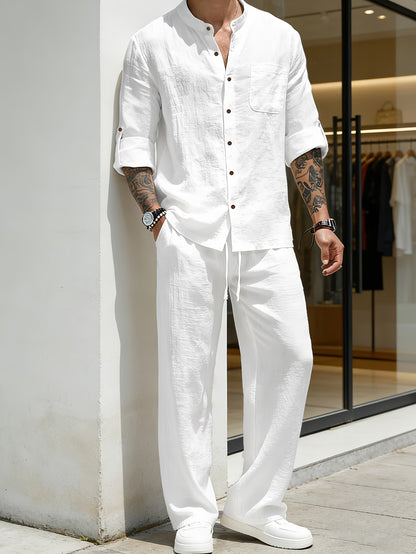 Linènce — Linen Blend Shirt & Trouser Two-Piece Set