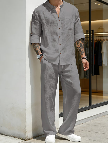 Linènce — Linen Blend Shirt & Trouser Two-Piece Set