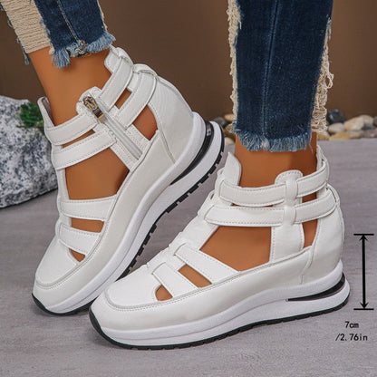 Comfortable, lightweight wedge sandals with side zip