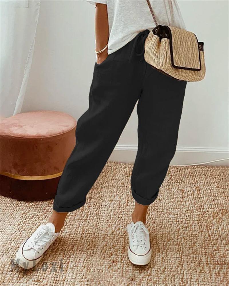 Lirèa — High-Waist Cotton Linen Wide-Leg Trousers