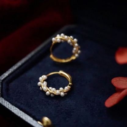 Twisted Pearl Earrings — Gold-Set Spiral Design