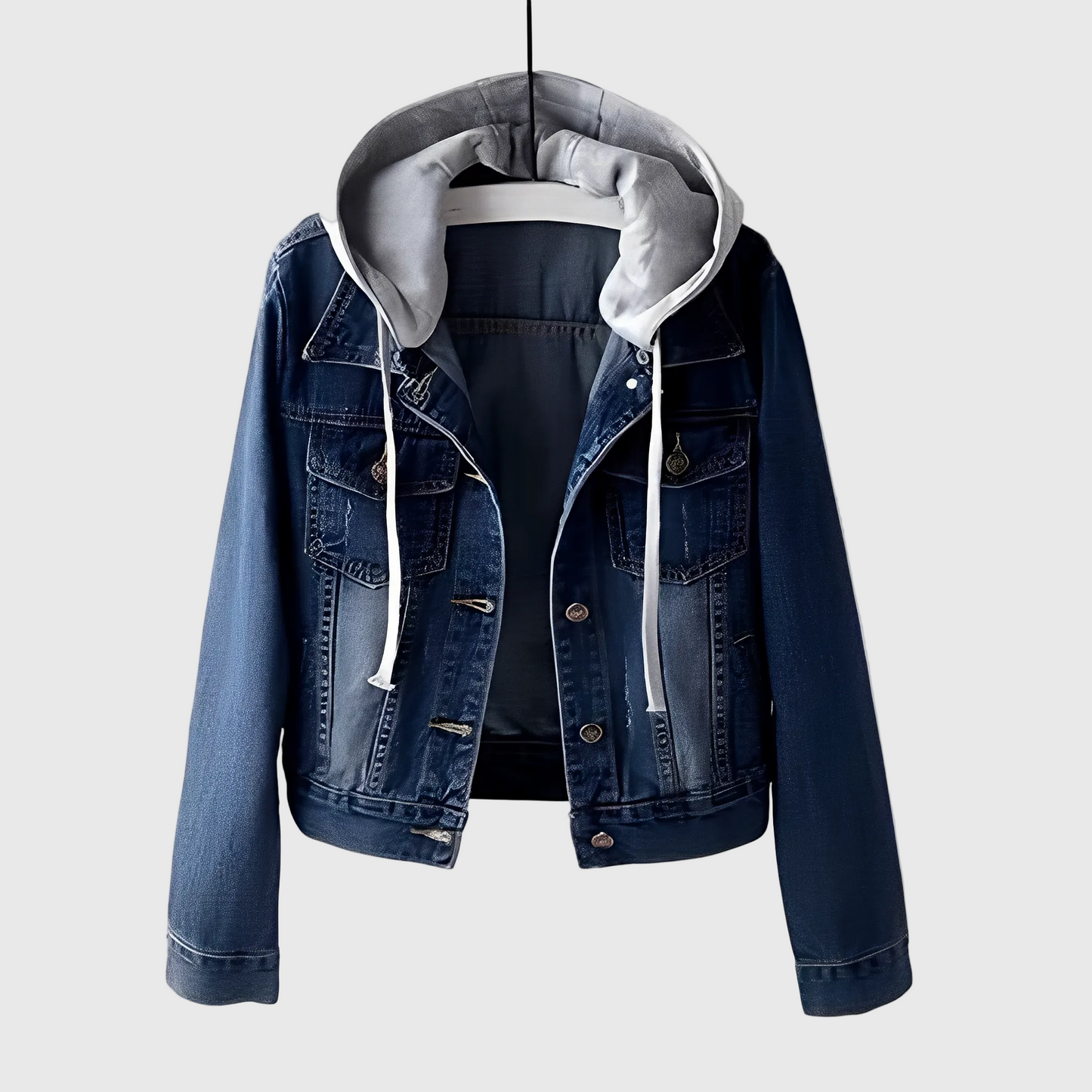 Hooded Denim Jacket - Relaxed Urban Ease